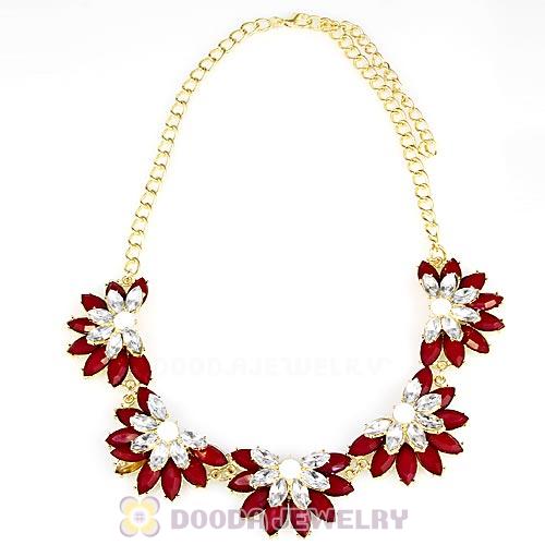 Resin Rhinestone Crystal Lotus Choker Bib Necklace Wholesale