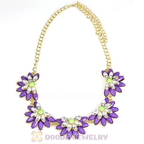 Resin Rhinestone Crystal Lotus Choker Bib Necklace Wholesale