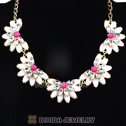 Resin Rhinestone Crystal Lotus Choker Bib Necklace Wholesale