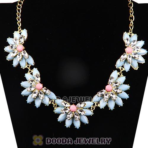 Resin Rhinestone Crystal Lotus Choker Bib Necklace Wholesale