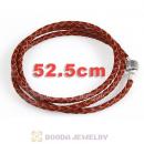 52.5cm European Brown Triple Braided Leather Friendship Bracelet
