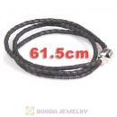 61.5cm European Grey Triple Braided Leather Mystical Bracelet