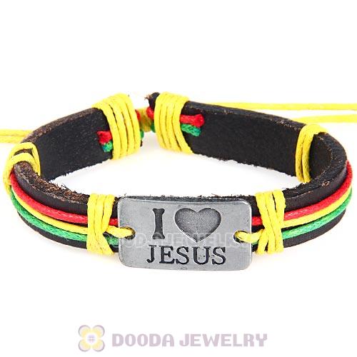 Fashion Wristbands Friendship Handmade I LOVE JESUS Leather Bracelets Wholesale