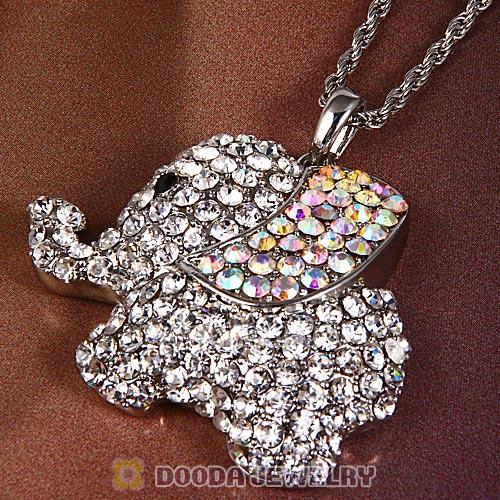 Fashion Silver Plated bling bling Crystal Elephant Pendant Necklaces Wholesale
