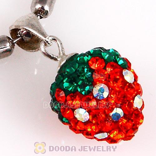 10X11mm Sterling Silver Czech Crystal Strawberry Pendants Wholesale