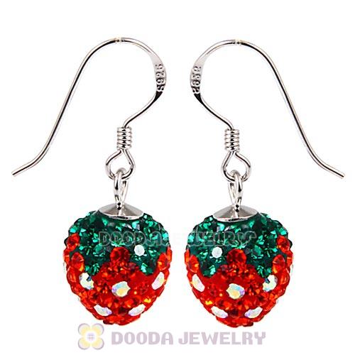 10x11mm Czech Crystal Strawberry Bead Sterling Silver Hook Earrings Wholesale 