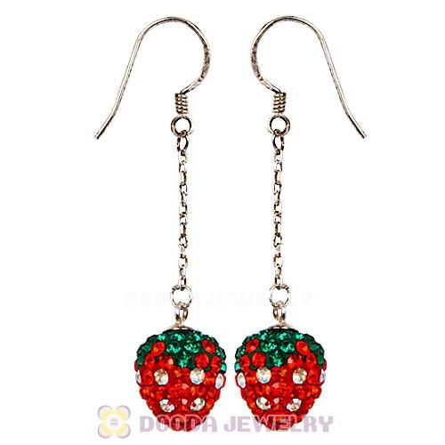 10X11mm Czech Crystal Strawberry Bead Sterling Silver Dangle Earrings Wholesale 