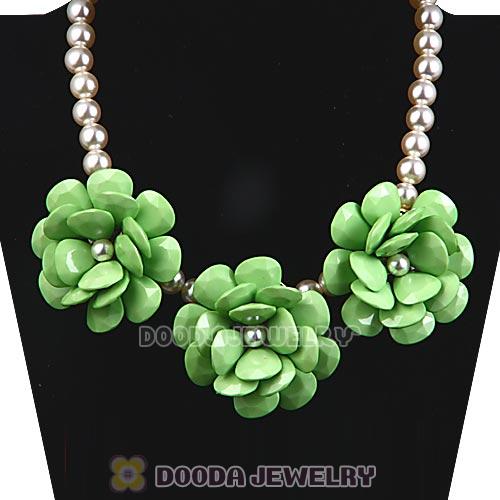 2013 Olivine Resin Flower Rose Imitate Pearl Necklaces Wholesale