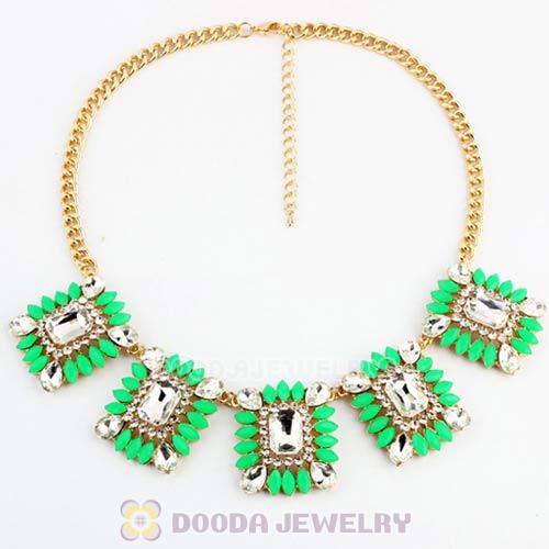 2013 Design Lollies Green Resin Crystal Statement Necklaces Wholesale