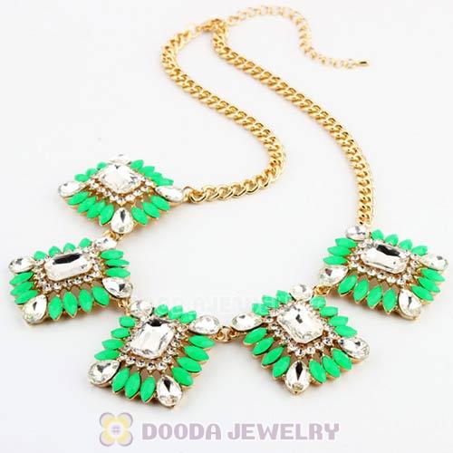 2013 Design Lollies Green Resin Crystal Statement Necklaces Wholesale