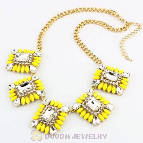 2013 Design Lollies Yellow Resin Crystal Statement Necklaces Wholesale