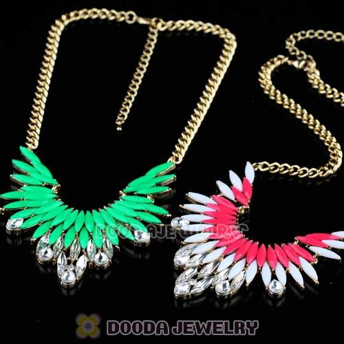 2013 Design Lollies Green Resin Crystal Pendant Necklaces Wholesale