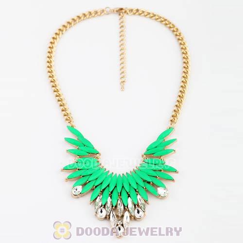 2013 Design Lollies Green Resin Crystal Pendant Necklaces Wholesale