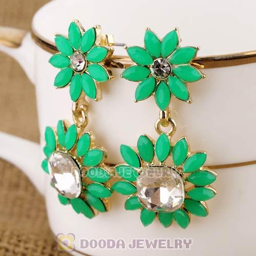 2013 Design Fashion Lollies Green Crystal Flower Stud Earrings