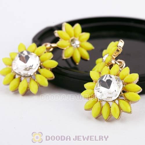 2013 Design Fashion Lollies Yellow Crystal Flower Stud Earrings Wholesale