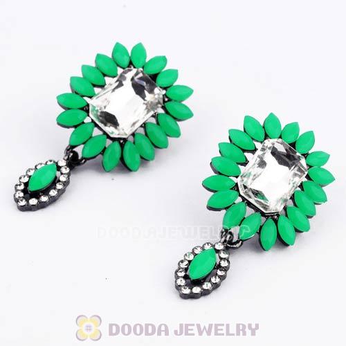 2013 Design Fashion Lollies Green Crystal Flower Stud Earrings Wholesale