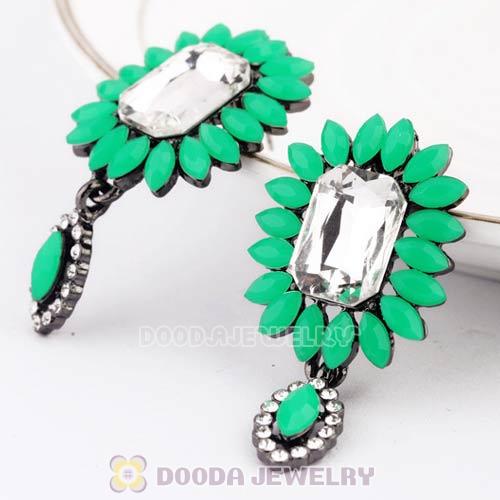2013 Design Fashion Lollies Green Crystal Flower Stud Earrings