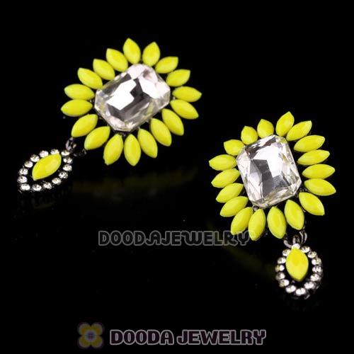2013 Design Fashion Lollies Yellow Crystal Flower Stud Earrings Wholesale