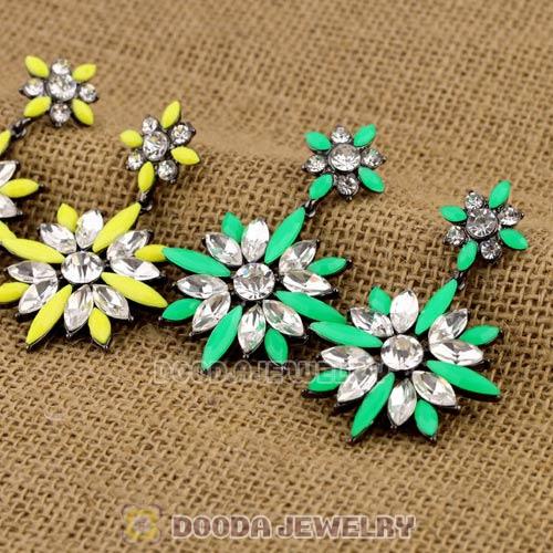 2013 Design Lollies Green Crystal Flower Chandelier Earrings