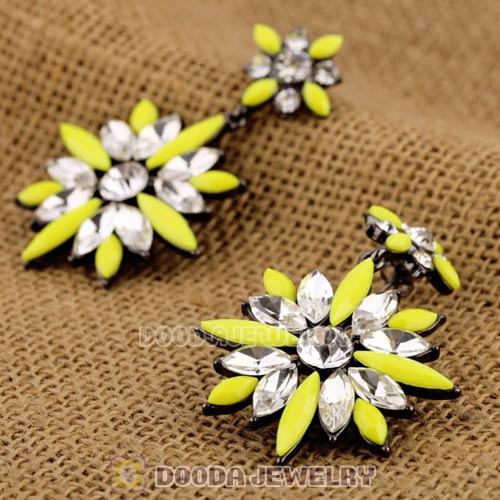 2013 Design Lollies Yellow Crystal Flower Chandelier Earrings