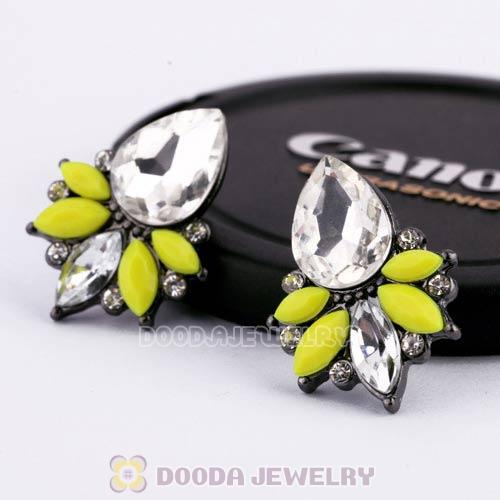 2013 Design Lollies Yellow Crystal Stud Earrings