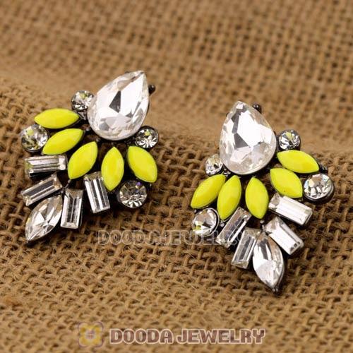 2013 Design Lollies Yellow Crystal Stud Earrings Wholesale