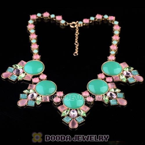Bohemian style Multi Color Resin Crystal Flower Statement Necklaces Wholesale