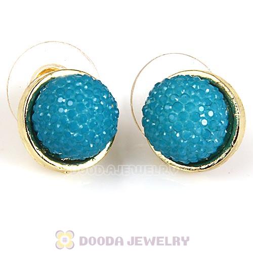 Fashion Gold Plated Blue Bubble Stud Earring Wholesale
