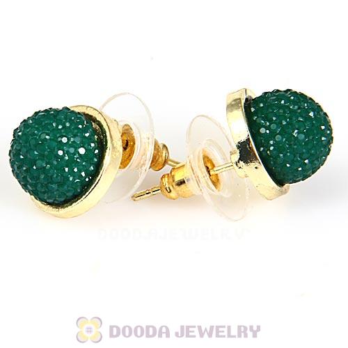 Fashion Gold Plated Dark Green Bubble Strawberry Stud Earring Wholesale