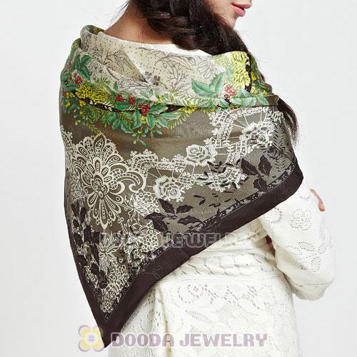 European Mulberry Silk Scarves Digital Painting Victoria wreath Pashmina Shawls Wholesale