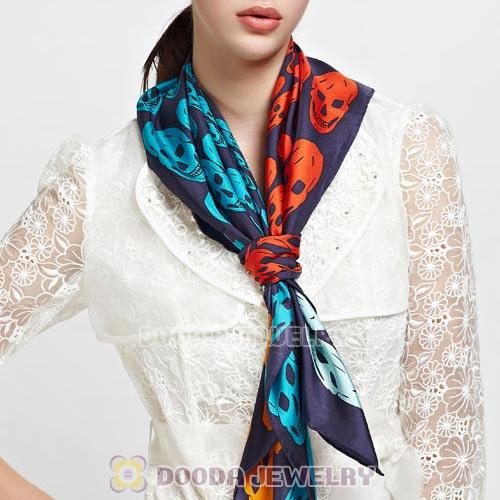 European Rural Mulberry Silk Scarves Digital Painting Skull Heads Pashmina Shawls Wholesale