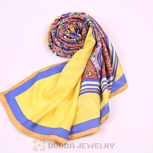 European Rural Mulberry Silk Scarves Digital Painting Sunflower Pashmina Shawls Wholesale