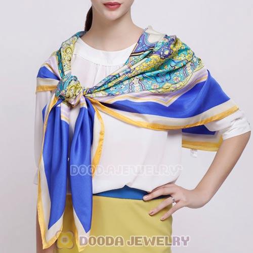 European Rural Mulberry Silk Scarves Digital Painting Sunflower Pashmina Shawls Wholesale