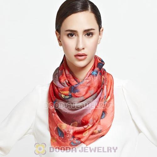 Mulberry Silk Scarves Digital Painting Gorgeous Flower Pashmina Shawls Wholesale