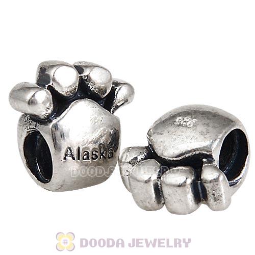 925 Sterling Silver European Paw Print Beads with Screw Thread