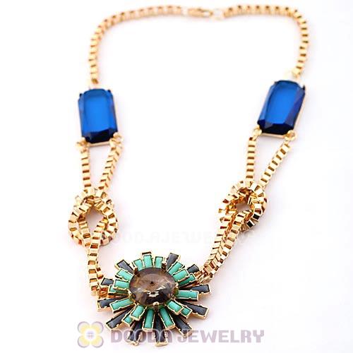 Luxury brand Alloy Gem Flower Statement Necklaces Wholesale