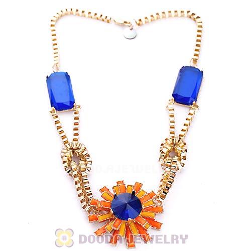Luxury brand Alloy Gem Flower Statement Necklaces Wholesale