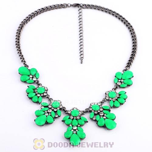 2013 Design Lollies Green Resin Crystal Statement Necklaces Wholesale