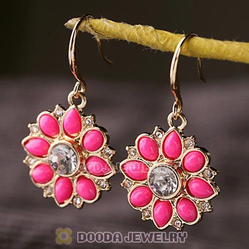 2013 Design Lollies Roseo Resin Crystal Flower Drop Earrings