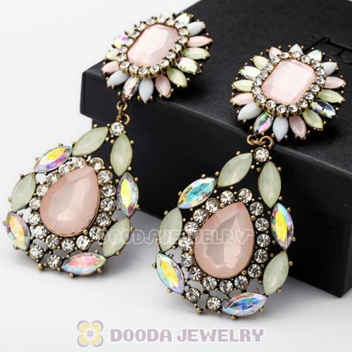Luxury brand Multi Color Resin Crystal Flower Stud Earrings Wholesale