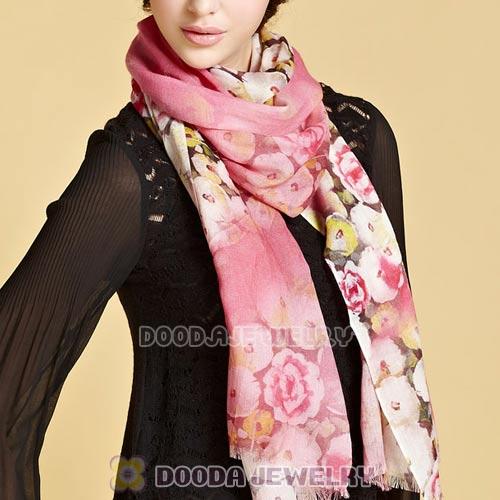 Urban Retro Wool Scarves Digital Painting Peony flower Pashmina Shawl