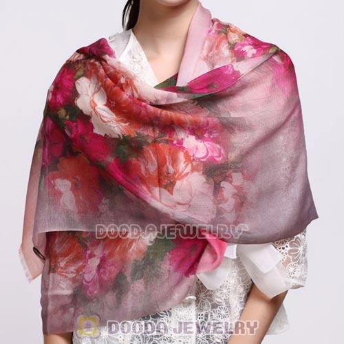 European Rural Wool Scarves Digital Painting Lots of Flowers Pashmina Shawl