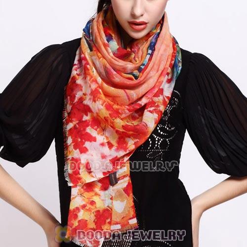 European Rural Wool Scarves Digital Painting Flowers Pashmina Shawl