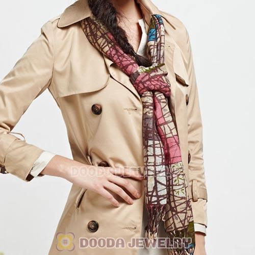 Urban Retro Wool Scarves Digital Painting abstract conception lines Pashmina Shawl