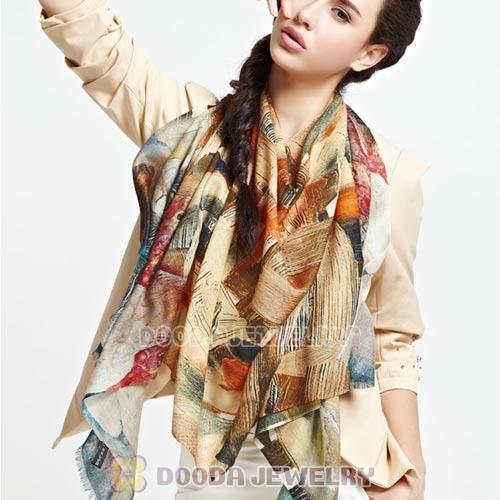 Urban Retro Wool Scarves Digital Painting Abstractism wood grain Pashmina Shawl