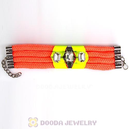 Fluorescence Orange Cord and Crystal Bracelet