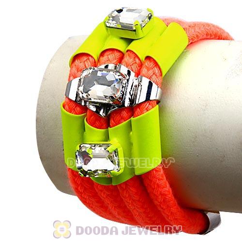 Fluorescence Orange Cord and Crystal Bracelet