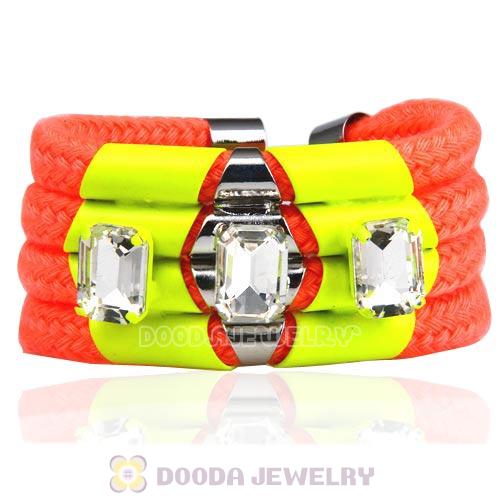 Fluorescence Orange Cord and Crystal Bracelet