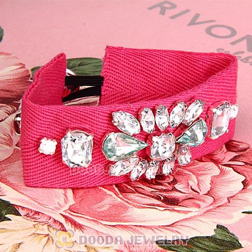 Fashion Pink Cloth and Crystal Bracelets Wholesale