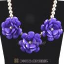 2013 Lavender Resin Flower Rose Imitate Pearl Necklaces Wholesale
